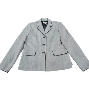 Vintage Pendleton Wool Silk Black White Tweed Houndstooth Blazer Jacket Sz 8